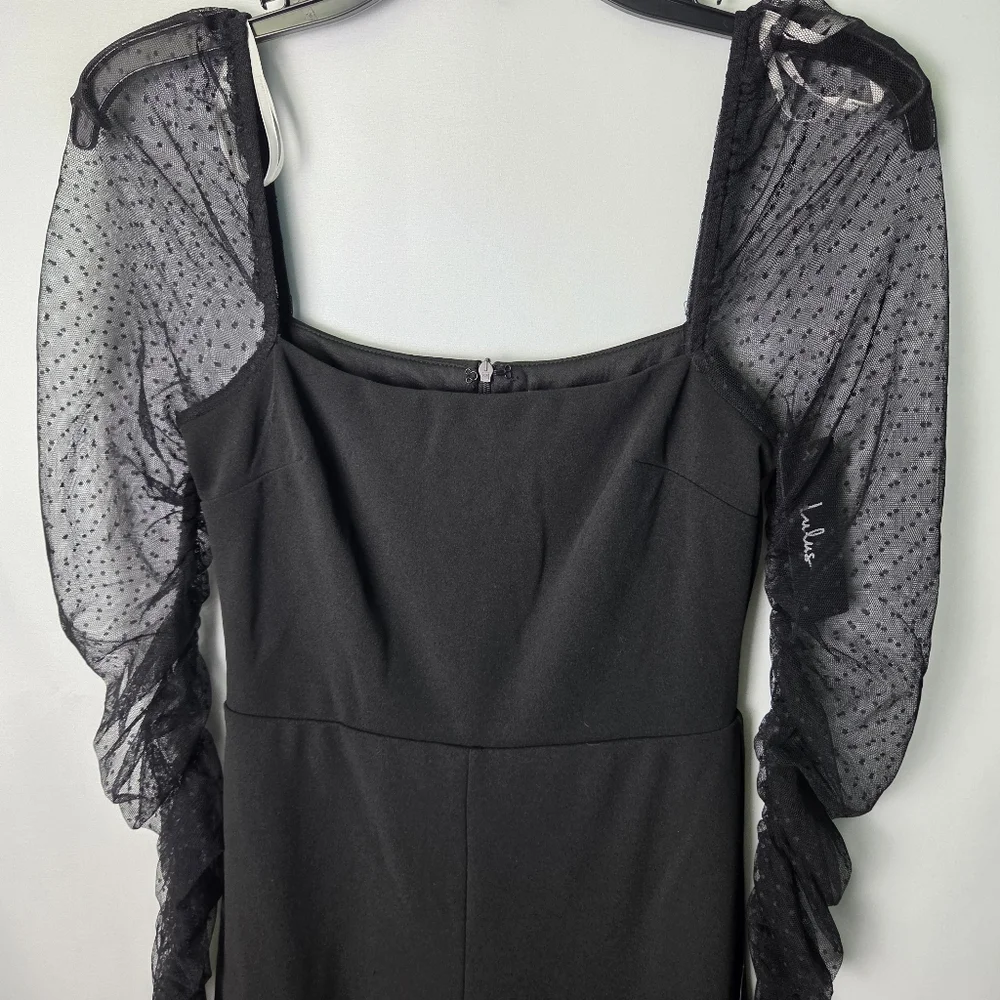 Lulu's Black Mesh Sleeve Jumpsuit - Picture 4 of 8